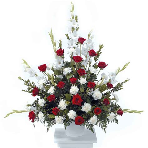 Classic Red & White Funeral Arrangement