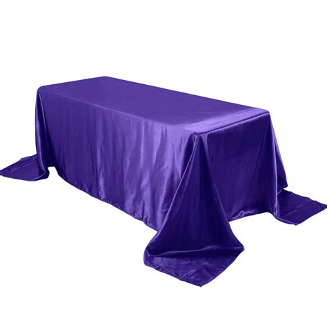 90"x132" Purple Satin Seamless Tablecloth