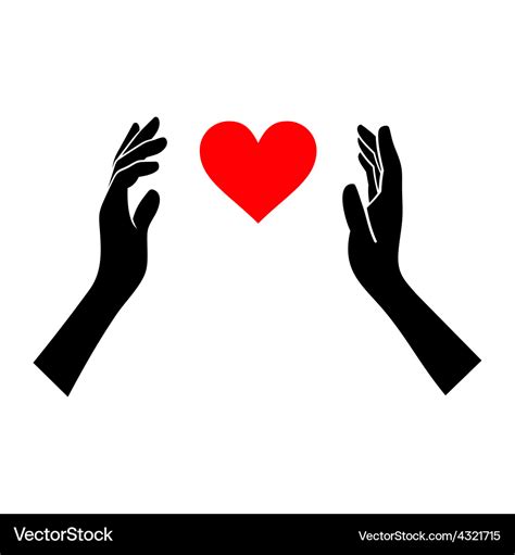 Heart in hands silhouette on white background Vector Image