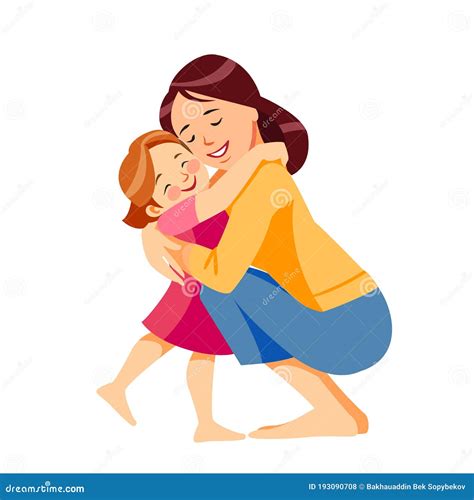 Mother Hugging Child Cartoon