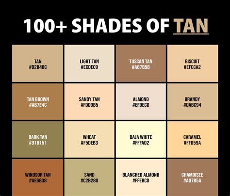 100+ Shades of Tan Color (Names, HEX, RGB & CMYK Codes) – CreativeBooster