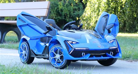 Lambo Concept Blue 12v Kids Cars -Electric Power Ride On Car with Remote, MP3, Aux Cord, Led ...