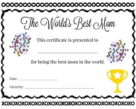 Best Mom Certificate - Free Printable