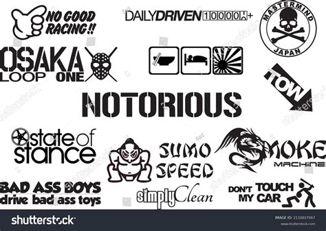 Jdm Collections Vectors Car Stickers Decals Stock Vector (Royalty Free) 2110027067