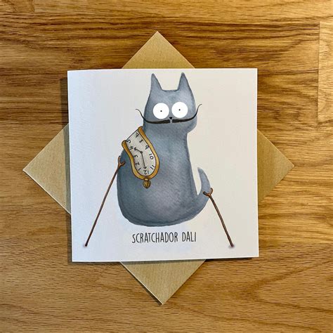 Funny Cat Birthday Card, Funny Cat Card, Scratchador Dali. - Etsy