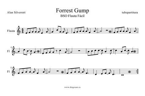 tubescore: Forrest Gump Suite Sheet music for Flute by Alan Silvestri Recorder music score ...