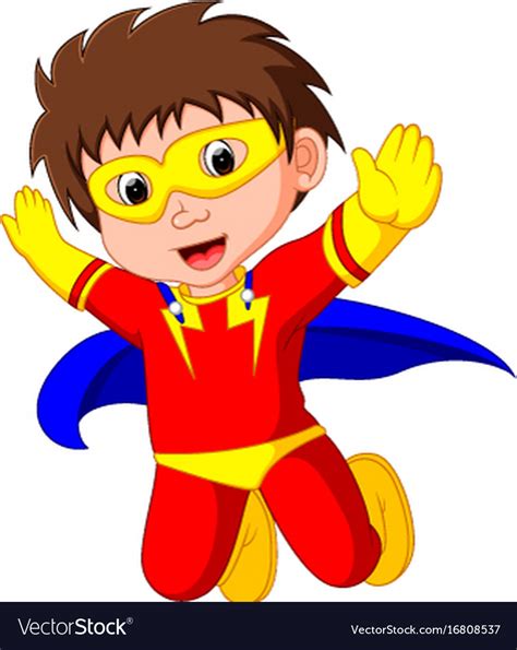 Superhero kid cartoon Royalty Free Vector Image