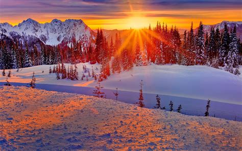 Snow Sunset Wallpapers on WallpaperDog