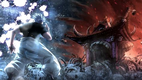 Download Epic_ Confrontation_ Gojo_vs_ Sukuna Wallpaper | Wallpapers.com