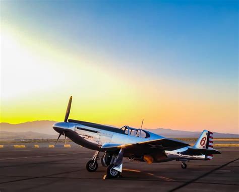 P-51A "Shanty Irish" at sunset, Friday evening at Reno Air Races 2017 ...