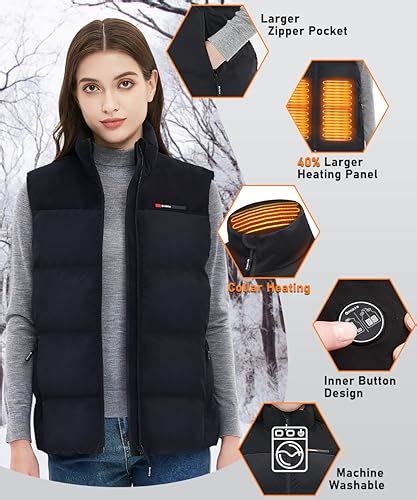 Classic Heated Vest Women - Stand Heated Collar,With 7.4V 16000mAh Battery Pack,ORRNIKKO ...