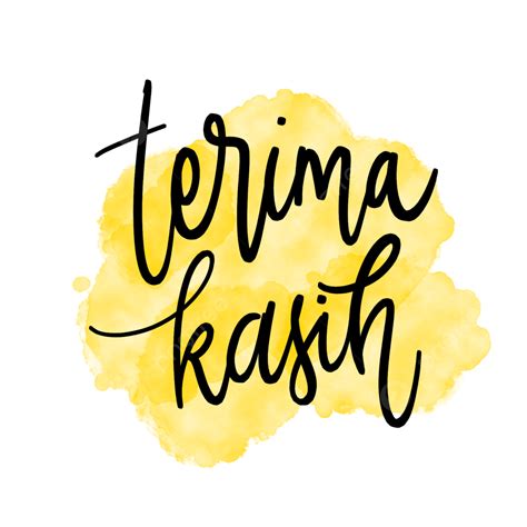 Terima Kasih Greetings In Lettering Handwriting Style With Yellow Watercolor Transparent ...