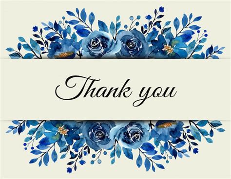 Premium Vector | Thank you card with blue floral watercolor