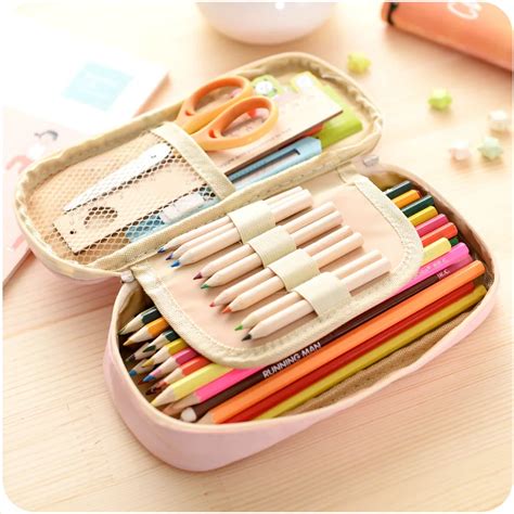 Cute Pencil Case Large Capacity Leather Double Layer Lovely Princess ...