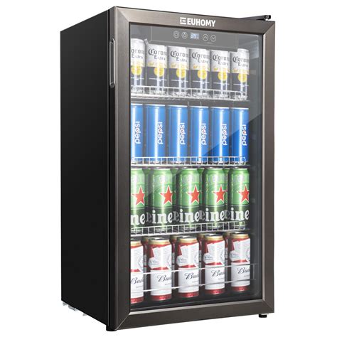 Buy EUHOMY Beverage Refrigerator and Cooler, 126 Can Mini fridge with Glass Door, Small ...