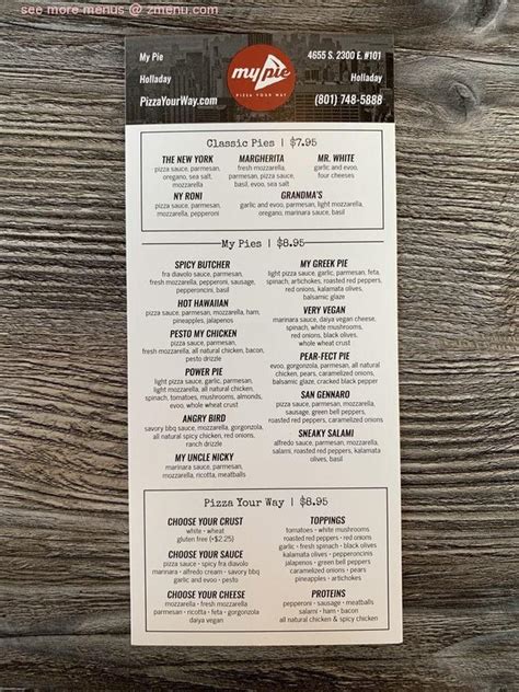 Online Menu of My Pie Pizza Restaurant, Holladay, Utah, 84117 - Zmenu