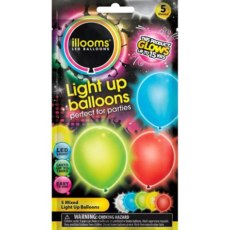 9" Assorted Bold LED Light Up Balloons, 5ct Balloons | Meijer Grocery ...