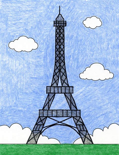 Easy How to Draw the Eiffel Tower Tutorial and Coloring Page