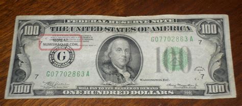 1934 $100 Bill United States Federal Reserve Note Chicago G07702863a