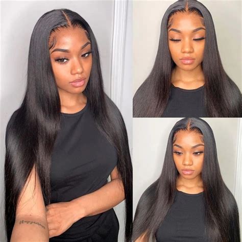 UNice Hair 5x5 HD Lace Closure Wigs Virgin Straight Wig Pre Plucked Natural Black Human Hair ...