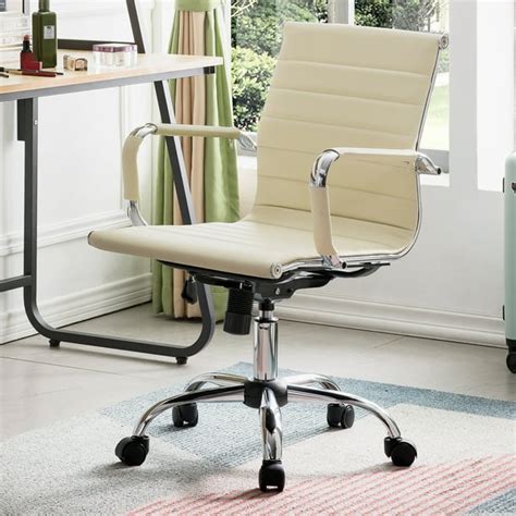 OVIOS Ergonomic Office Chair,Leather Computer Chair for Home Office or Conference.Mid Back ...