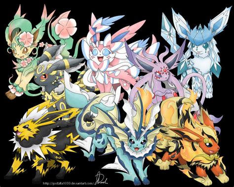 Mega Eeveelutions All 2gether by godzilla1030 on DeviantArt