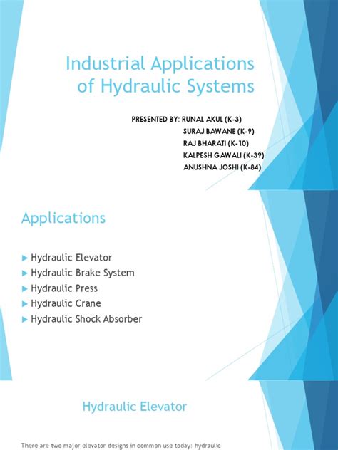 Industrial Applications of Hydraulic Systems | PDF | Brake | Manufactured Goods