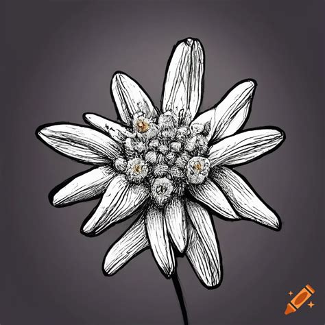 Ink drawing of an edelweiss flower