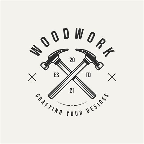 Woodwork Hammer Carpentry Vintage Badge Logo Stock Vector (Royalty Free ...