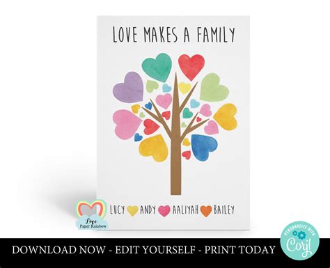 Adoption printable card family tree custom family card | Etsy