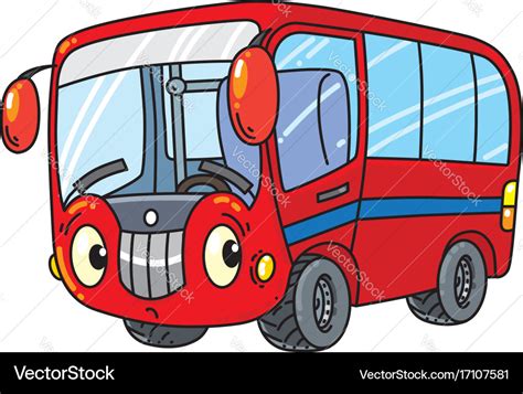 Funny small bus with eyes Royalty Free Vector Image