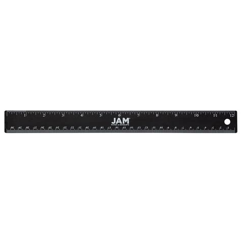 JAM Stainless Steel Ruler, 12 Inch, Metal Ruler with Non,Skid Cork Backing, Black Metallic, 12 ...