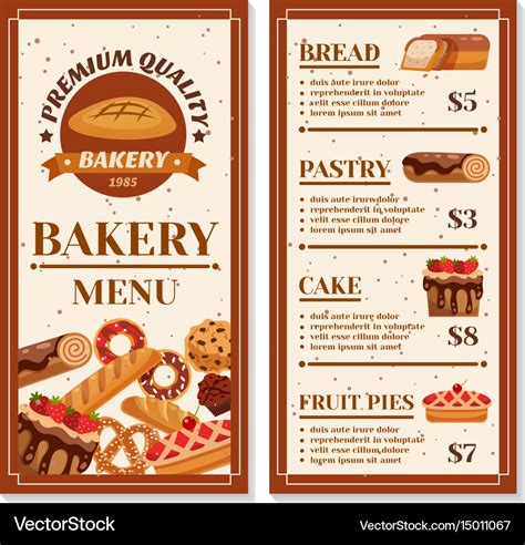 Bakery menu design Royalty Free Vector Image - VectorStock