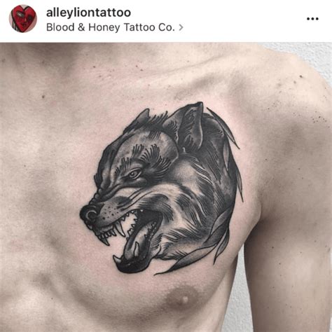 Angry Wolf Face Tattoo