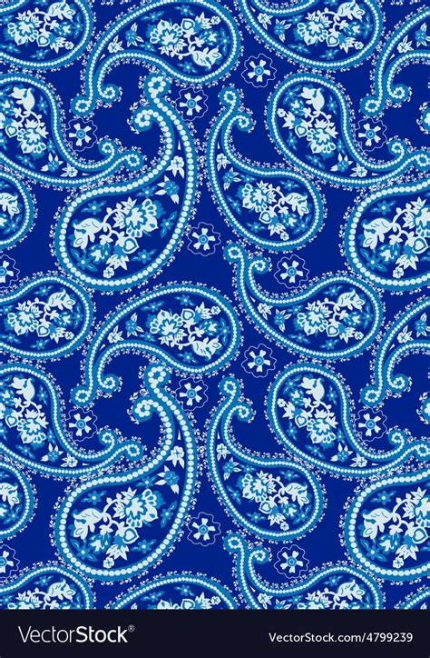 Blue paisley pattern Royalty Free Vector Image