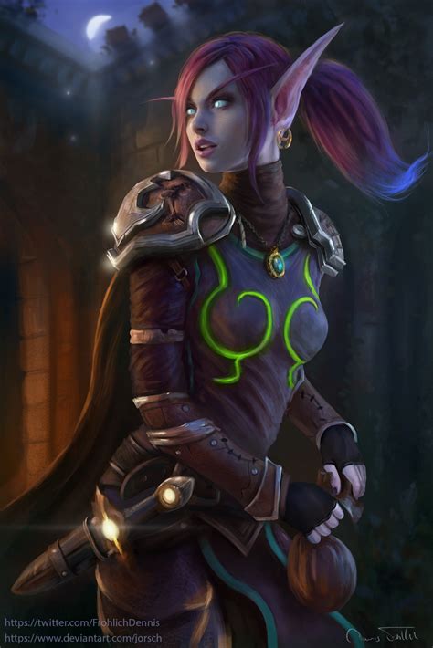 Wallpaper : Jorsch, drawing, Warcraft, blood elves, Blood Elf, women, redhead, ponytail, Rogue ...