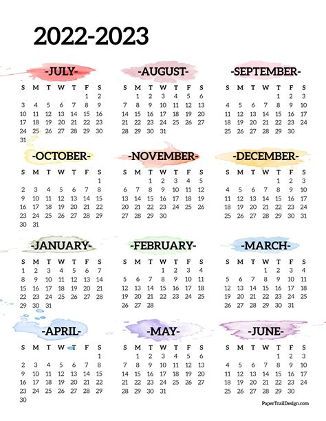 2022-2023 School Year Calendar Free Printable