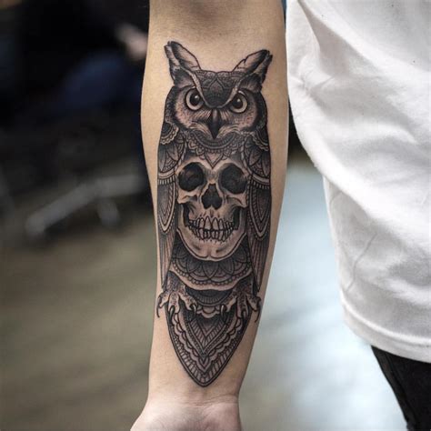 Discover 66+ owl and skull tattoo - in.coedo.com.vn