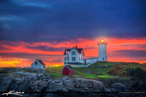 Colors at Dawn Nubble Lighthouse at Cape Neddick York Maine | HDR ...