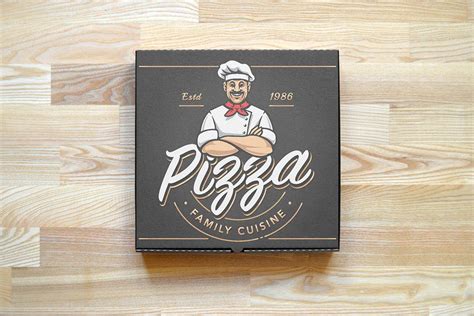 Custom Pizza Box Design Mockup | Mediamodifier