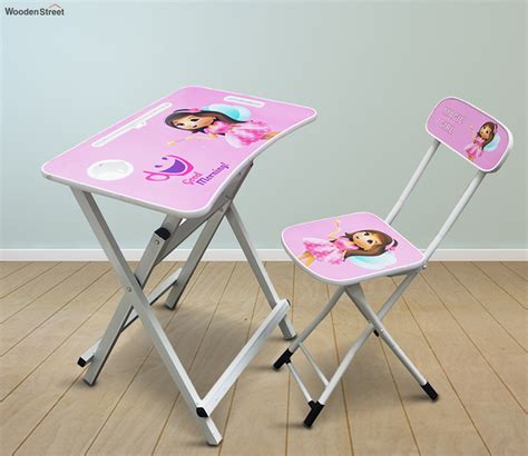 Buy Kids Foldable Study Table Set (Pink) Online in India at Best Price - Modern Kids Study ...