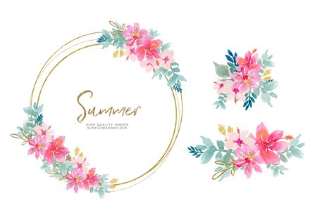 Tropical Watercolor Flower Clipart, Pink Watercolor Flowers clipart By Sunflower Day Love ...