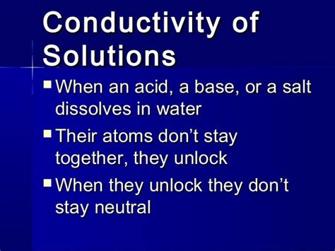 Conductivity of solutions