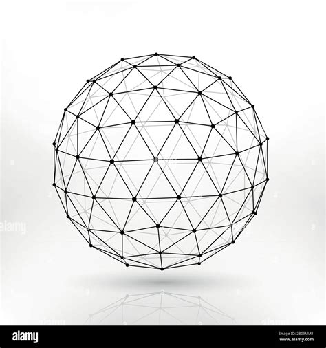 Wireframe polygonal sphere, network lines abstract fractal vector design. Sphere polygon ...