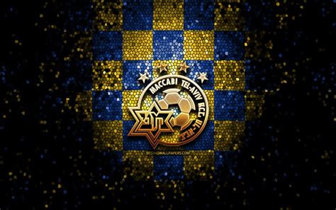 Download wallpapers Maccabi Tel Aviv FC, glitter logo, Ligat ha Al ...