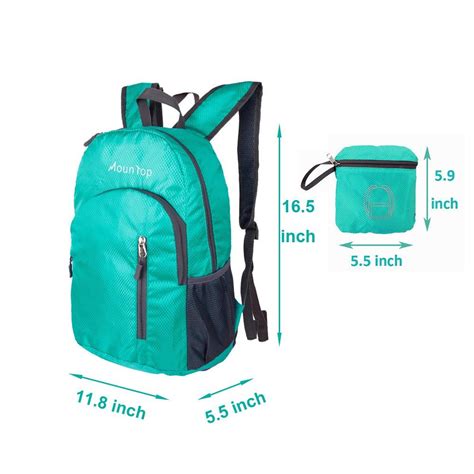 MounTop Ultra Lightweight Foldable Packable Durable Travel Hiking Backpacks Daypacks 20L Teal ...