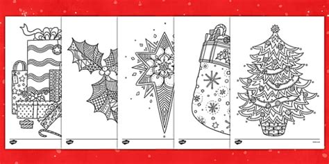 Adult Colouring Christmas Themed Mindfulness Colouring Sheets