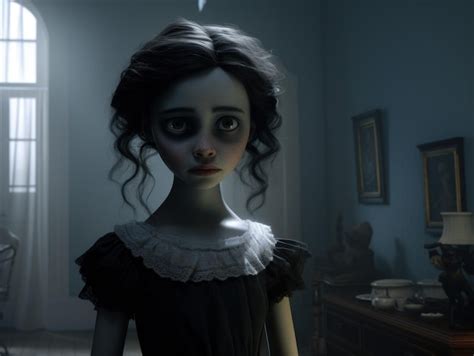 Premium AI Image | a cartoon of a girl in a dark room