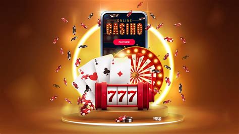 Online casino, banner with smartphone, casino slot machine, Casino Roulette, playing cards ...