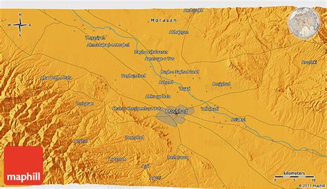 Political 3D Map of Mashhad